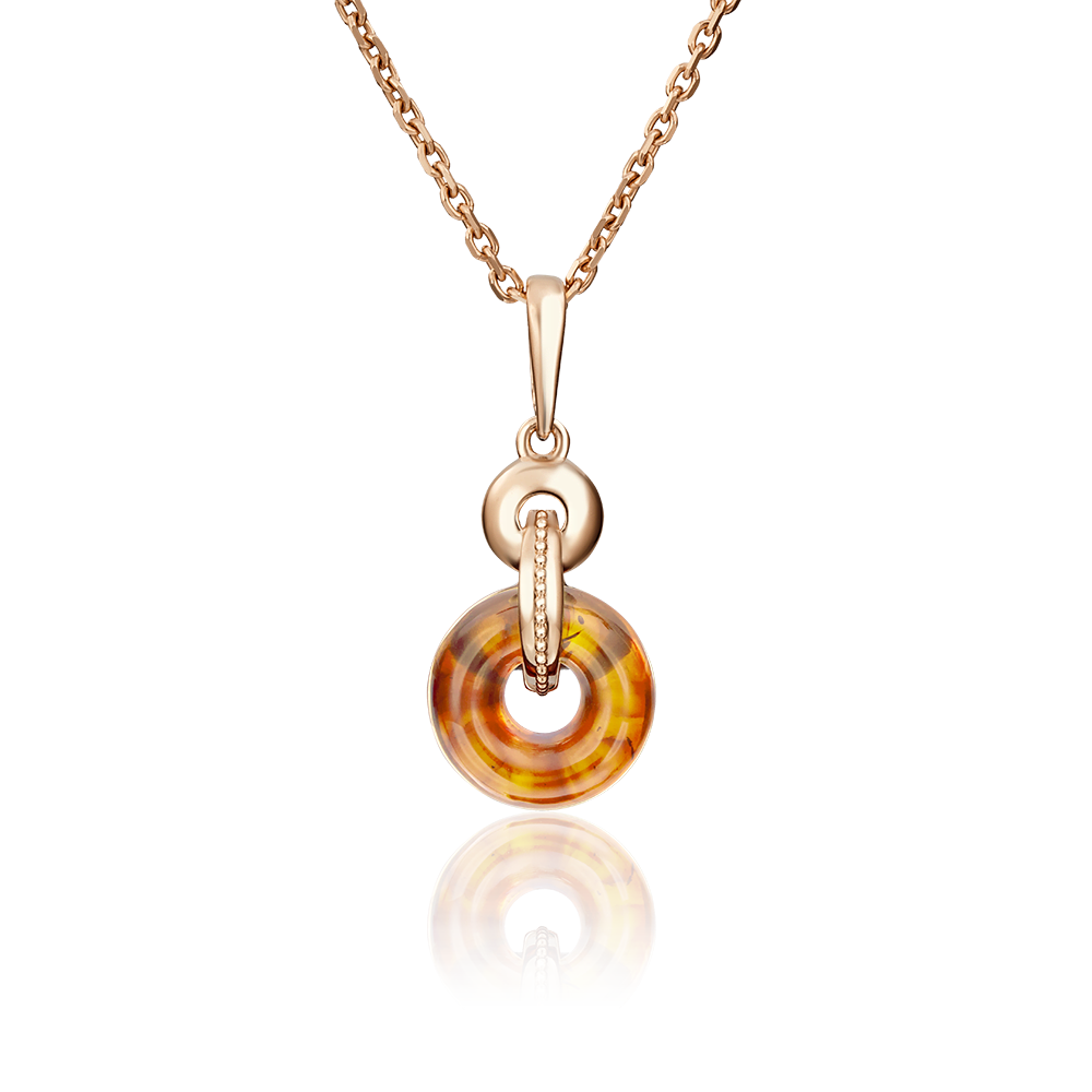 Подвеска из красного золота с янтарём 03-2856-00-271-1110-46