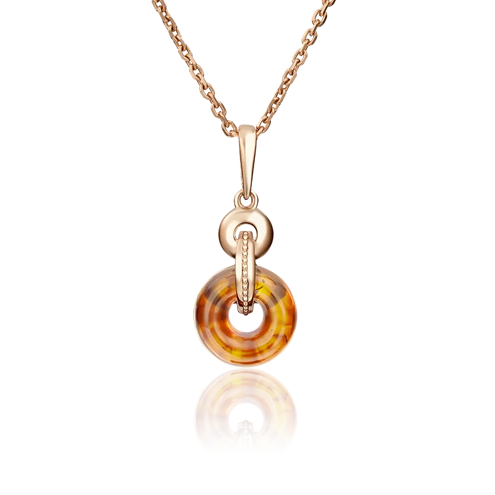 Подвеска из красного золота с янтарём 03-2856-00-271-1110-46