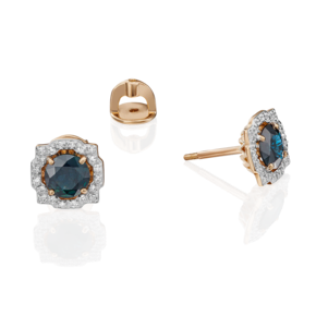 Серьги-пусеты из красного золота с сапфиром и бриллиантами 02-0751-00-105-1110-30