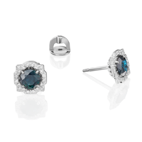 Серьги-пусеты из белого золота с сапфиром и бриллиантами 02-0752-00-105-1120-30