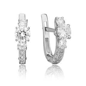 Серьги с английским замком из белого золота с бриллиантами 02-0754-00-101-1120-30