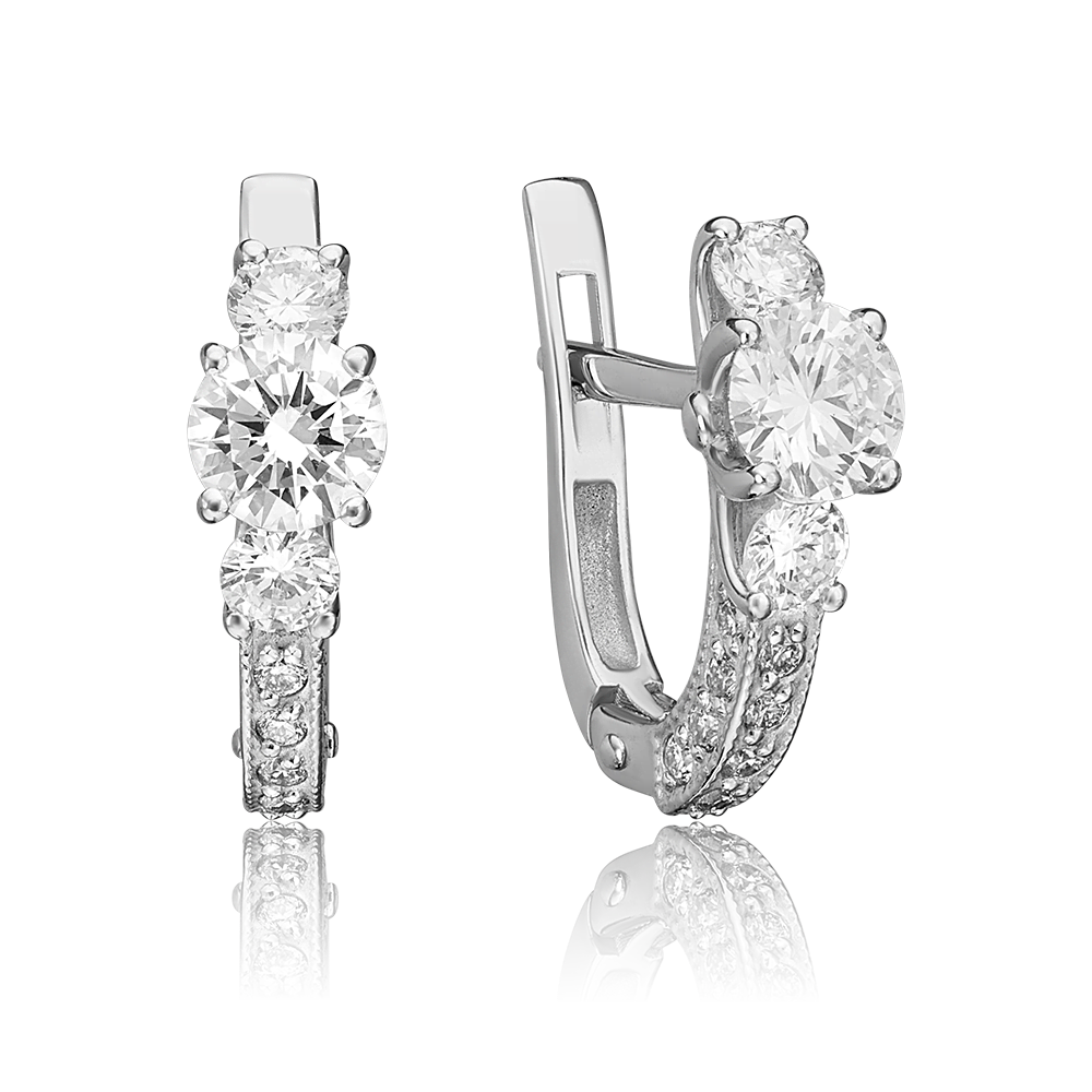 Серьги с английским замком из белого золота с бриллиантами 02-0754-00-101-1120-30