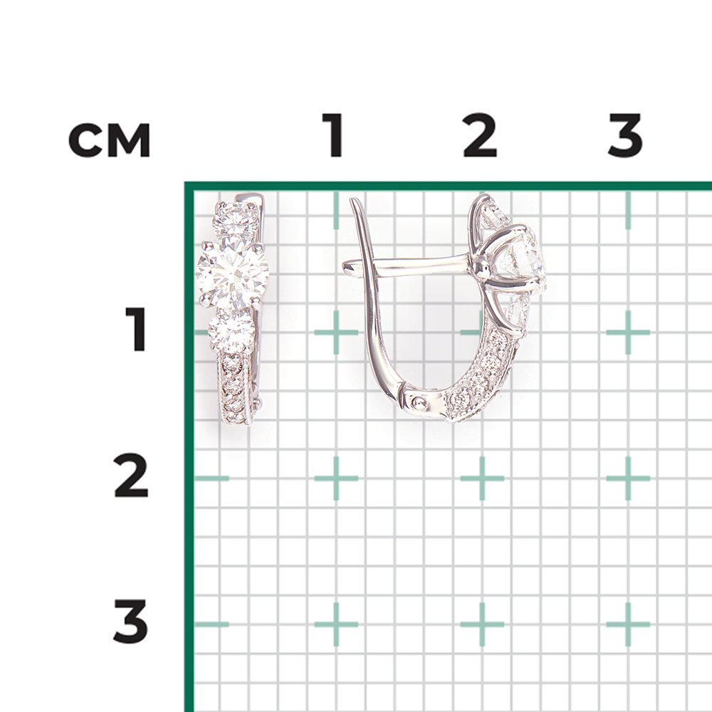 Серьги с английским замком из белого золота с бриллиантами 02-0754-00-101-1120-30