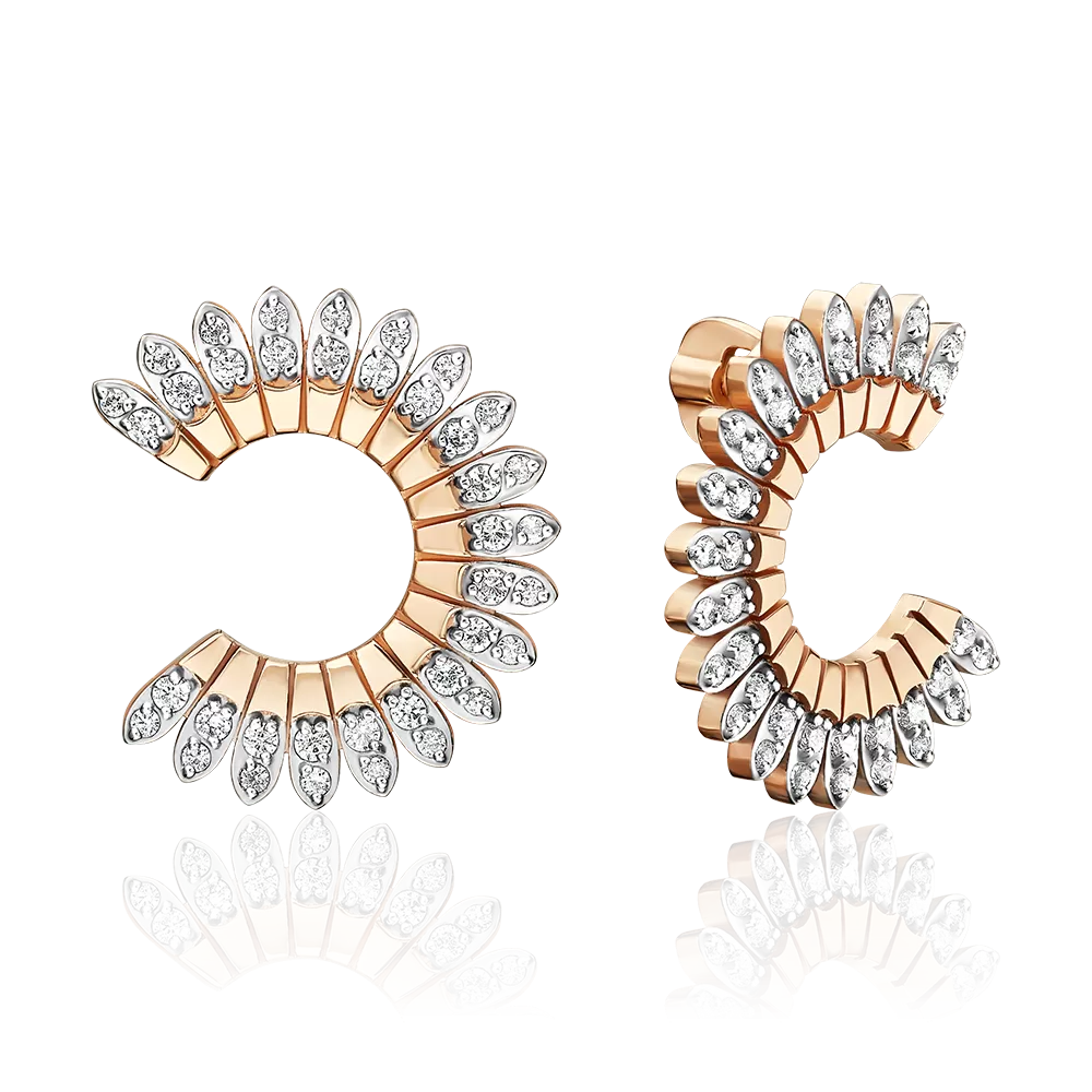 Серьги-пусеты из красного золота с фианитами 02-5663-00-401-1110