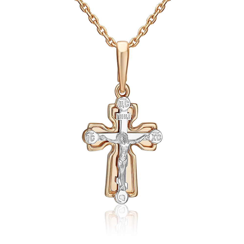 Православный крест из комбинированного золота 03-3551-00-000-1111