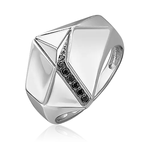 Кольцо из серебра с чёрными фианитами 01-5648-00-402-0200