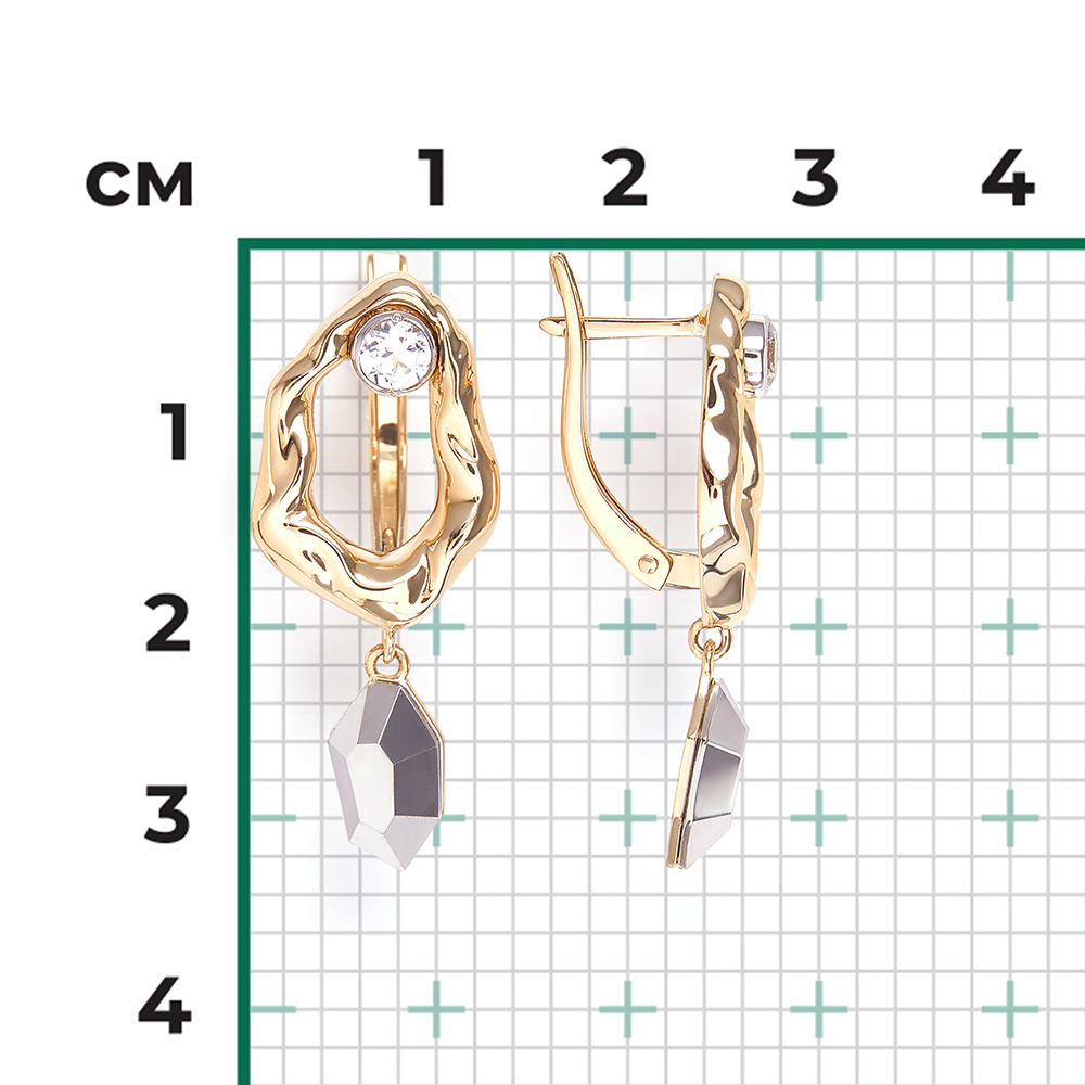 Серьги с английским замком из комбинированного золота с натуральным топазом white 02-5046-00-201-1121