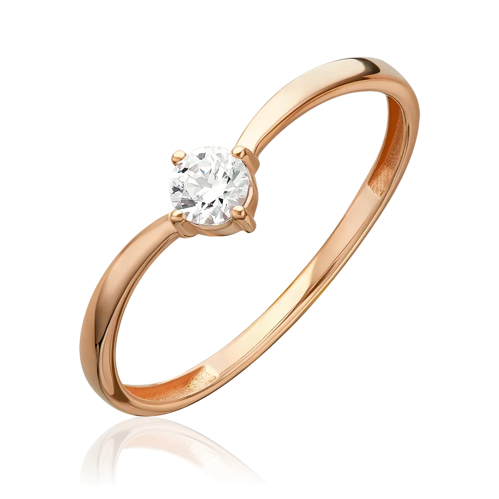 Кольцо из красного золота с фианитом 01-5999-00-401-1110