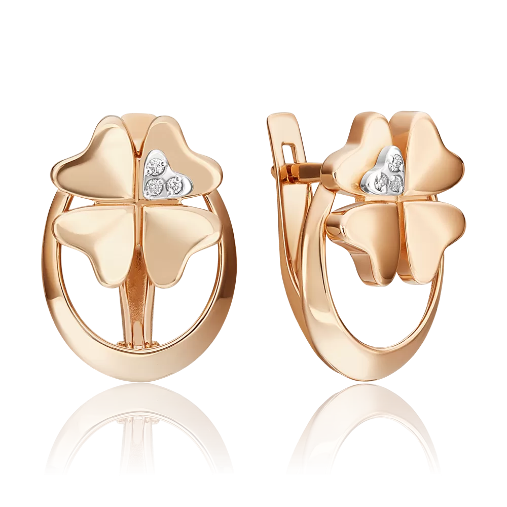 Серьги «Клевер. Незабываемые моменты» из комбинированного золота с бриллиантами 02-4838-00-101-1111