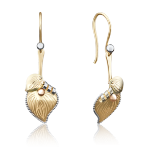 Серьги «Листья липы» с французским замком из лимонного золота 02-4002-00-000-1130-65