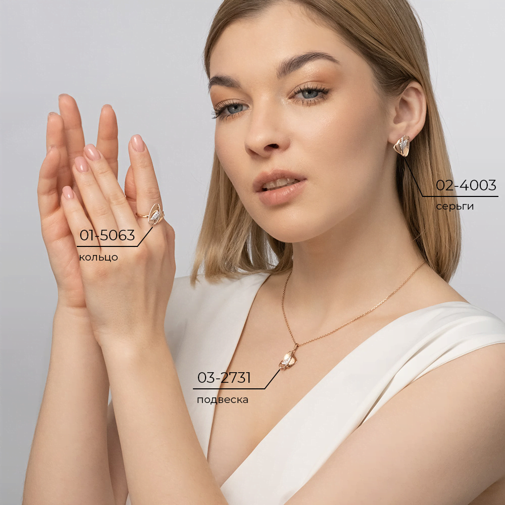 Серьги с английским замком из комбинированного золота с фианитами 02-4003-00-401-1111-65