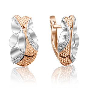 Серьги с английским замком из комбинированного золота 02-4018-00-000-1111-65