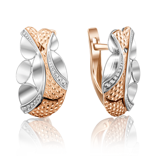 Серьги с английским замком из комбинированного золота 02-4018-00-000-1111-65