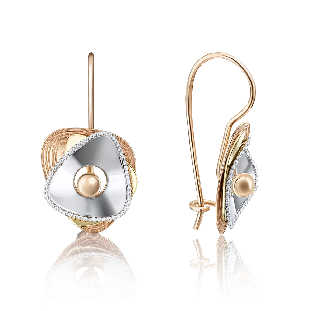 Серьги с французским замком из комбинированного золота 02-4021-00-000-1140-65