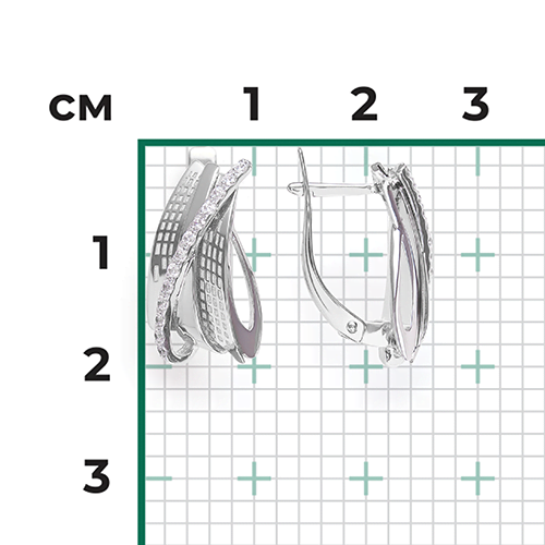 Серьги с английским замком из белого золота с фианитами 02-4031-00-401-1120-65