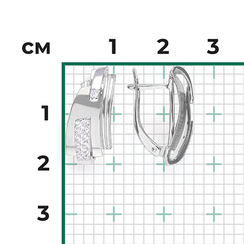 Серьги с английским замком из белого золота с фианитами 02-4044-00-401-1120-65