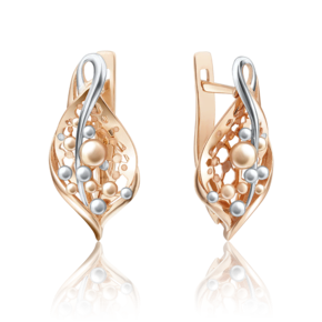 Серьги «Листья в росе» с английским замком из красного золота 02-4045-00-000-1110-65
