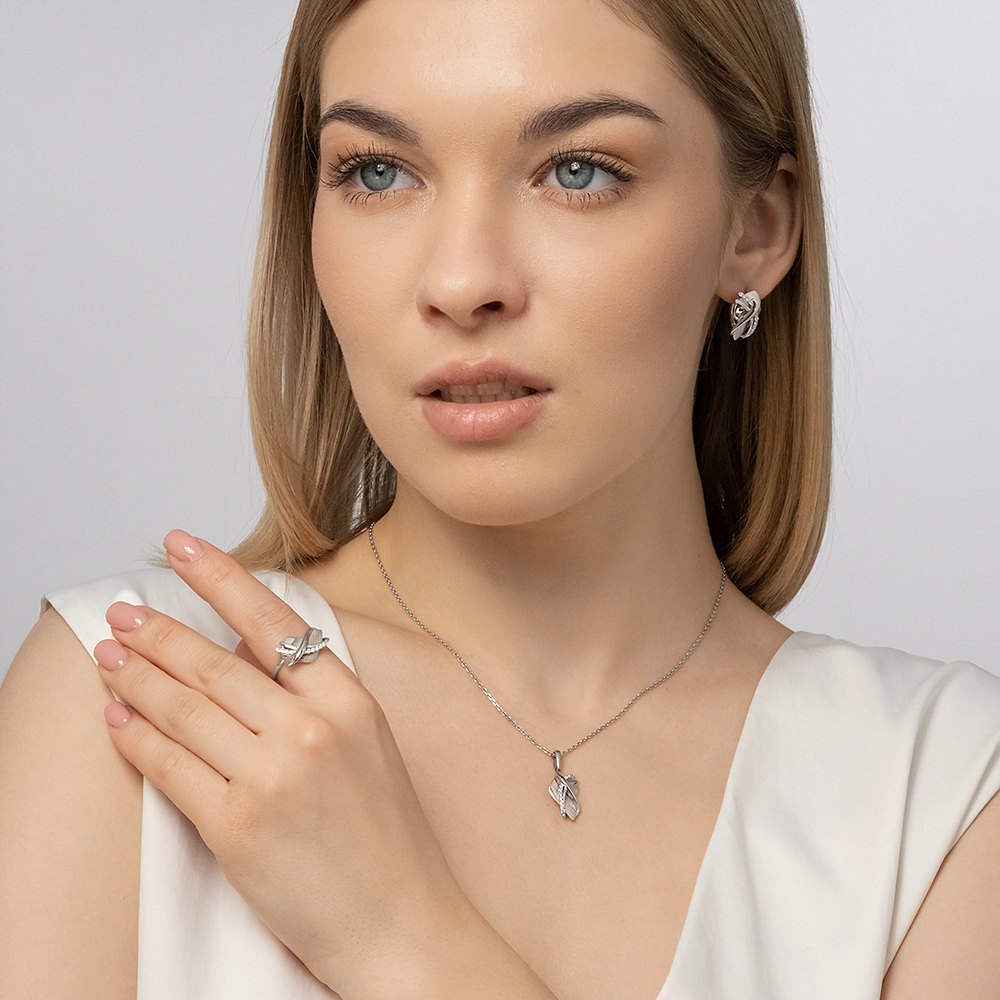 Серьги с английским замком из белого золота с фианитами 02-4046-00-401-1120-65