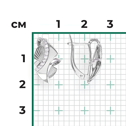 Серьги с английским замком из белого золота с фианитами 02-4060-00-401-1120-65