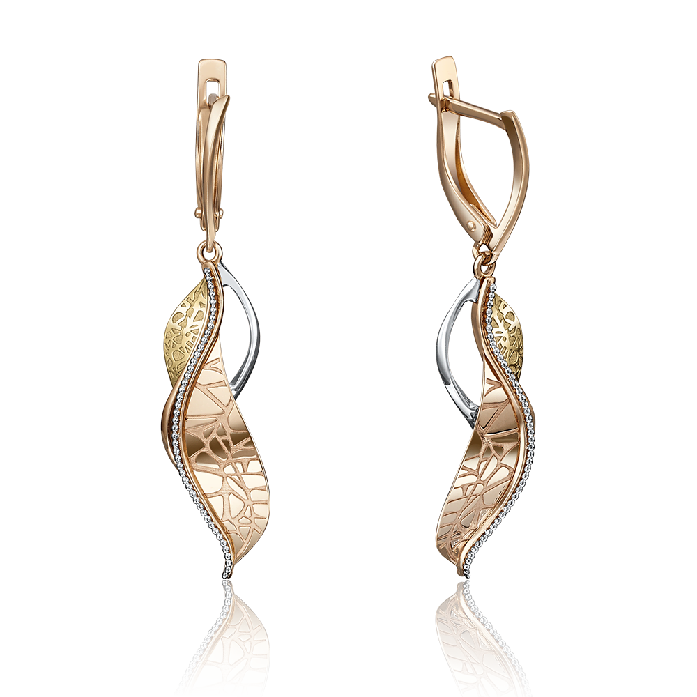 Серьги с английским замком из комбинированного золота 02-4079-00-000-1113-65