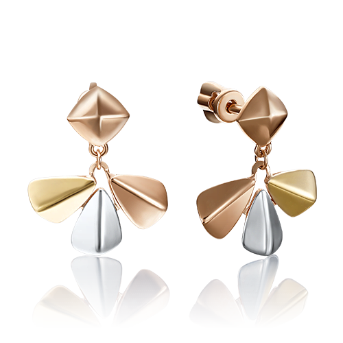 Серьги-пусеты из комбинированного золота 02-4106-00-000-1140-65