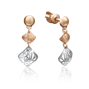 Серьги-пусеты из комбинированного золота 02-4108-00-000-1111-65