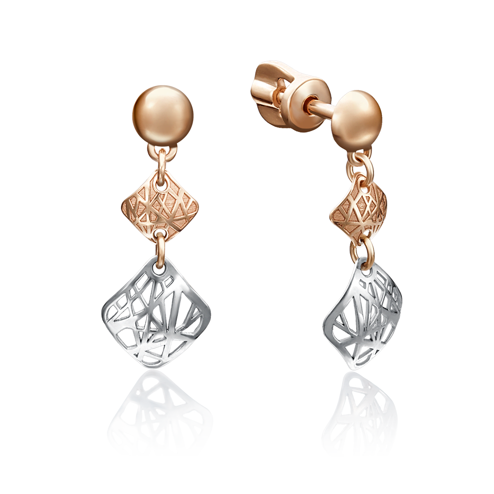 Серьги-пусеты из комбинированного золота 02-4108-00-000-1111-65