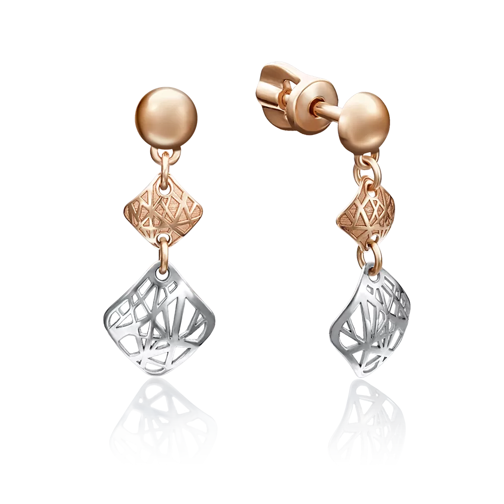 Серьги-пусеты из комбинированного золота 02-4108-00-000-1111-65