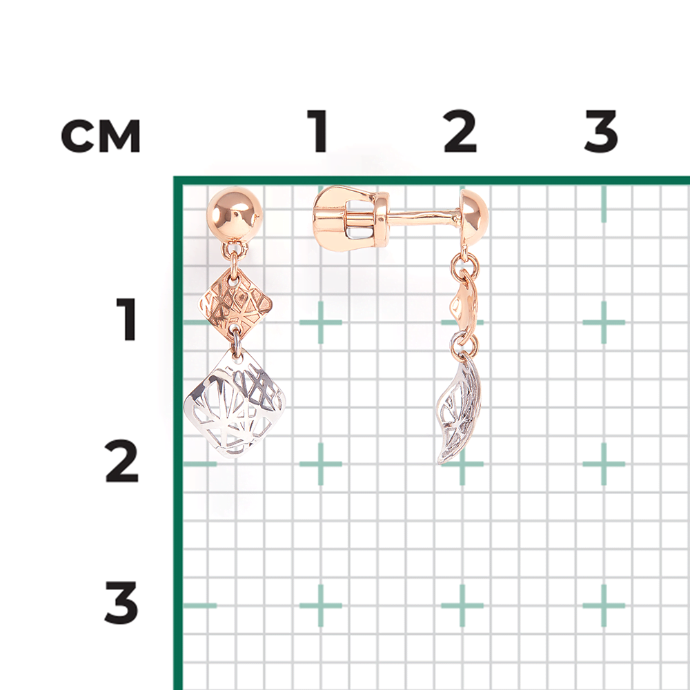 Серьги-пусеты из комбинированного золота 02-4108-00-000-1111-65