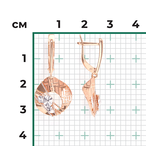 Серьги с английским замком из красного золота 02-4113-00-000-1110-65