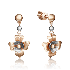 Серьги-пусеты «Цветы» из комбинированного золота 02-4139-00-000-1111-65