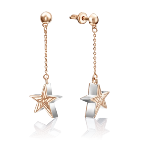 Серьги-пусеты «Звёзды» из красного золота 02-4170-00-000-1110-65