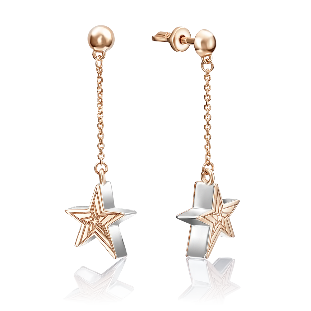 Серьги-пусеты «Звёзды» из красного золота 02-4170-00-000-1110-65