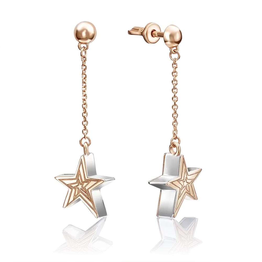 Серьги-пусеты «Звёзды» из красного золота 02-4170-00-000-1110-65