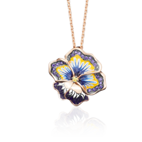 Подвеска «Анютины глазки» из красного золота с фианитами и эмалью 03-2526-00-404-1110-65