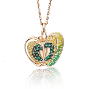 Подвеска «Яблоко» из красного золота с фианитами и эмалью 03-2574-00-404-1110-65