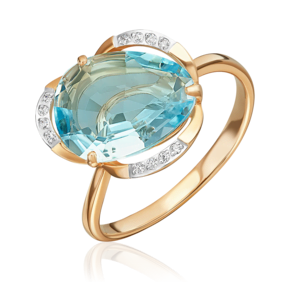 Кольцо из красного золота с топазом и фианитами 01-4387-00-207-1110-46