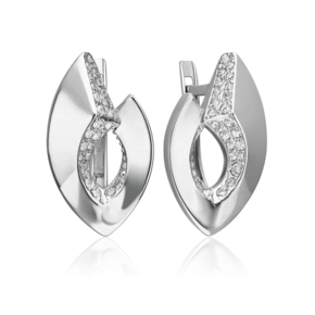 Серьги с английским замком из серебра с фианитами 02-5077-00-401-0200