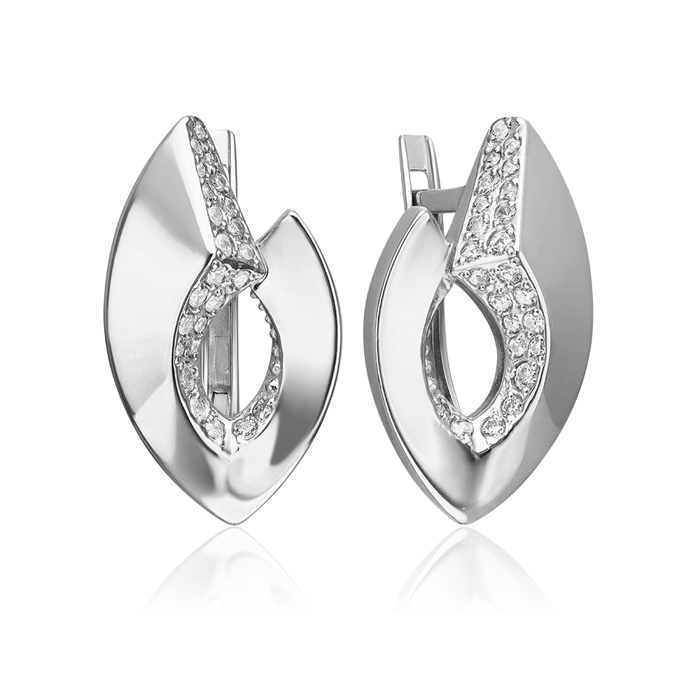 Серьги с английским замком из серебра с фианитами 02-5077-00-401-0200