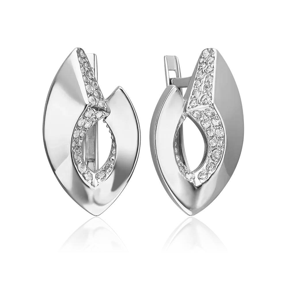 Серьги с английским замком из серебра с фианитами 02-5077-00-401-0200