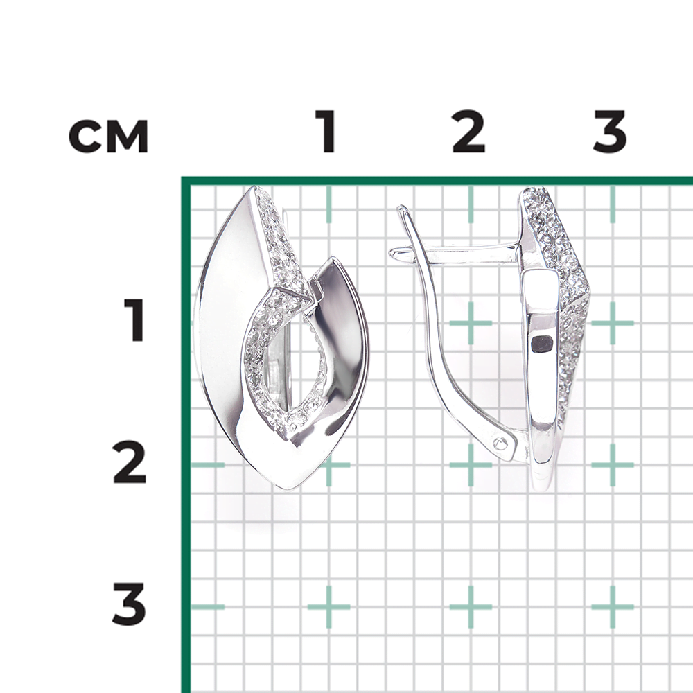 Серьги с английским замком из серебра с фианитами 02-5077-00-401-0200