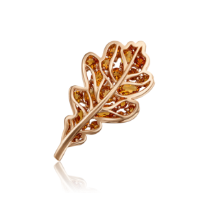 Брошь «Дубовый лист» из красного золота с цитринами 04-0233-00-206-1110-57