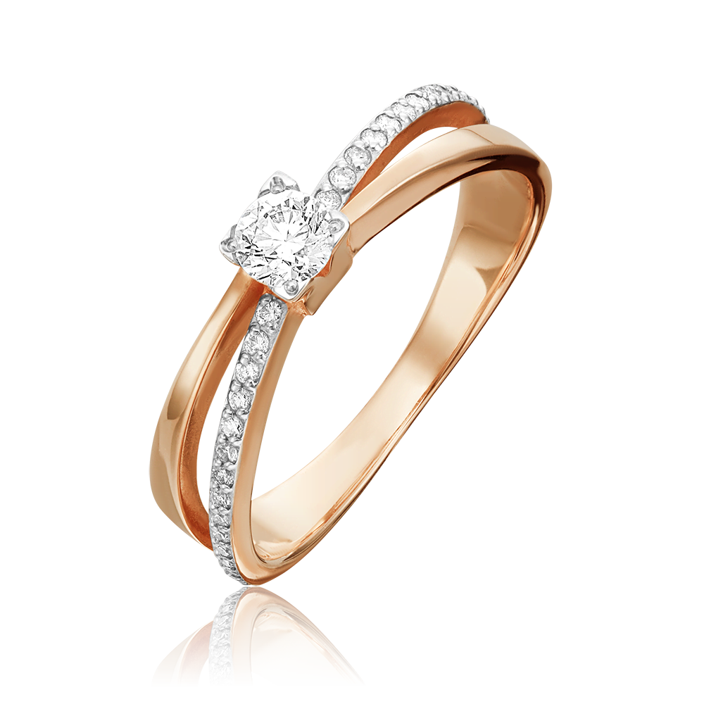 Кольцо из красного золота с фианитами 01-0407-00-501-1110-38