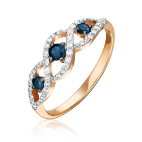 Кольцо из красного золота с сапфирами и бриллиантами 01-1579-00-105-1110-30