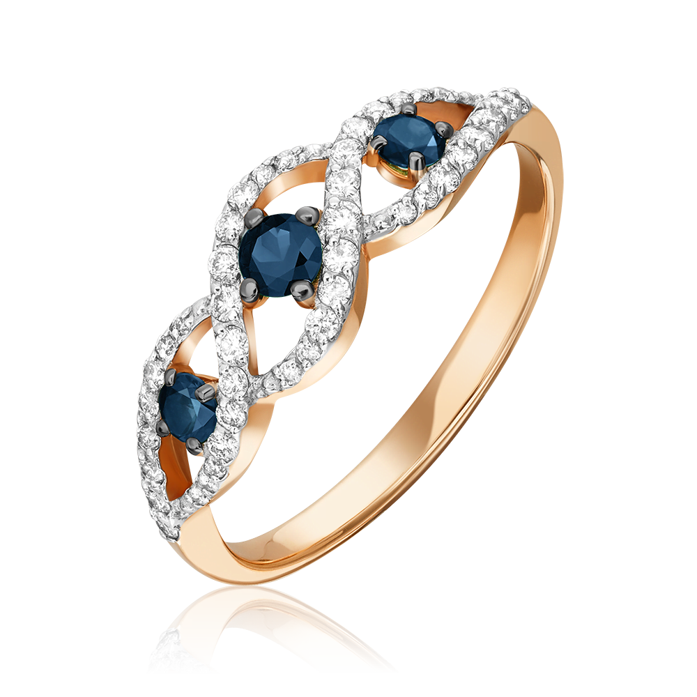 Кольцо из красного золота с сапфирами и бриллиантами 01-1579-00-105-1110-30