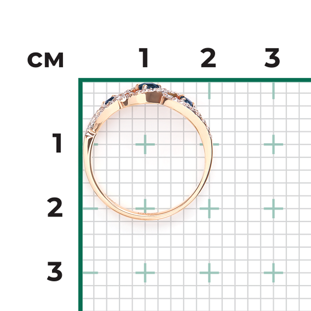 Кольцо из красного золота с сапфирами и бриллиантами 01-1579-00-105-1110-30