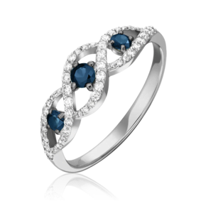 Кольцо из белого золота с сапфирами и бриллиантами 01-1579-00-105-1120-30