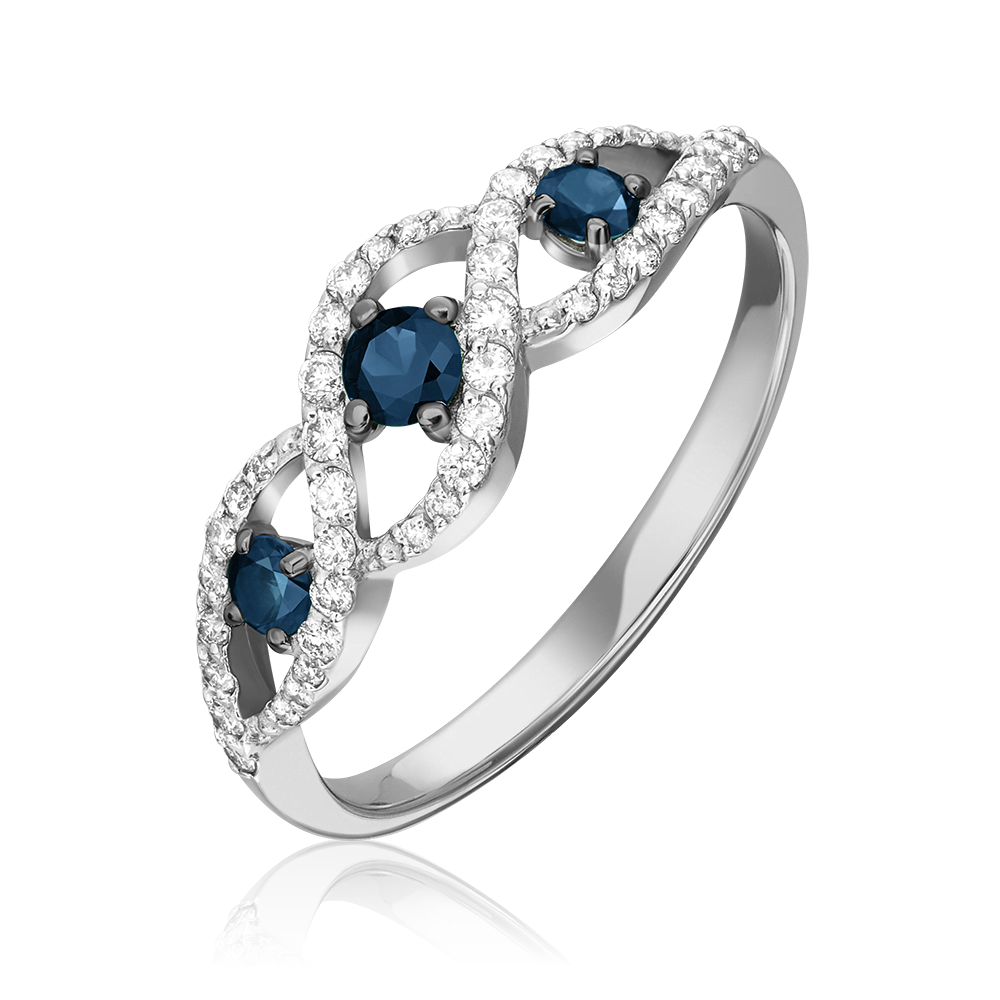 Кольцо из белого золота с сапфирами и бриллиантами 01-1579-00-105-1120-30