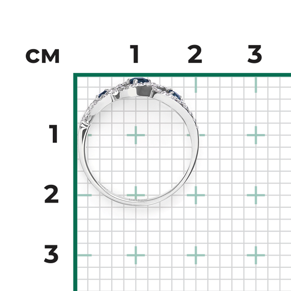 Кольцо из белого золота с сапфирами и бриллиантами 01-1579-00-105-1120-30