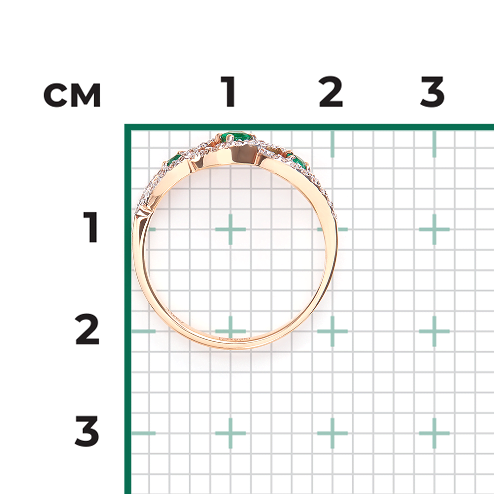 Кольцо из красного золота с изумрудами и бриллиантами 01-1579-00-106-1110-30